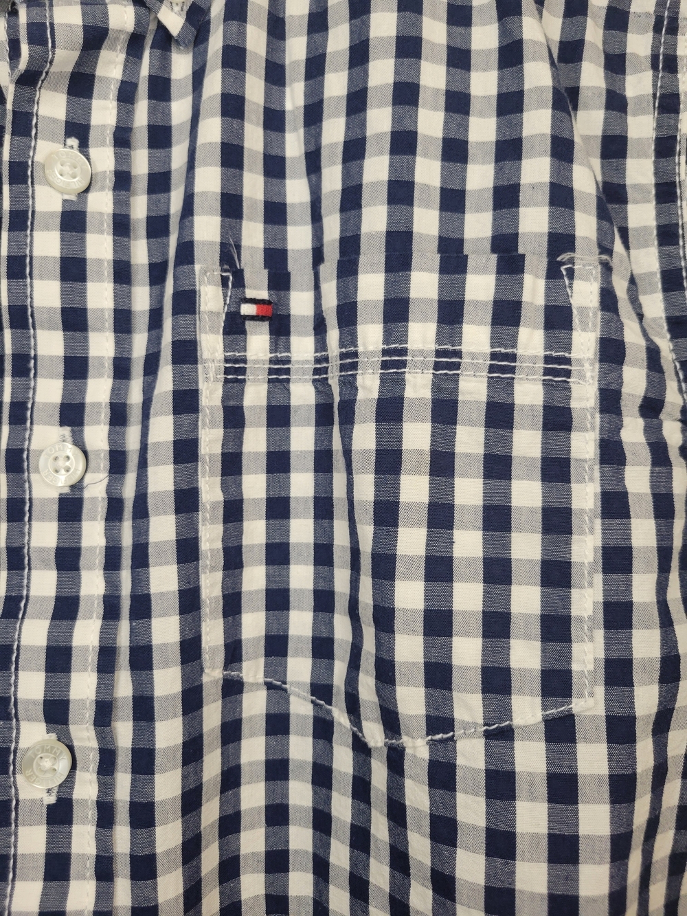 Tommy Hilfiger Boys Medium Navy & White Gingham Button-Down Shirt - Picture 4 of 6